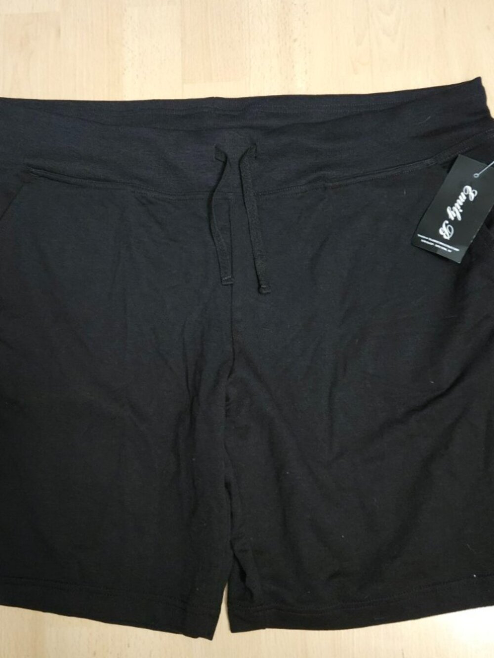 Emily B Womens XL Black Lounge Shorts NWT Drawstring Pockets Soft Knit wp68